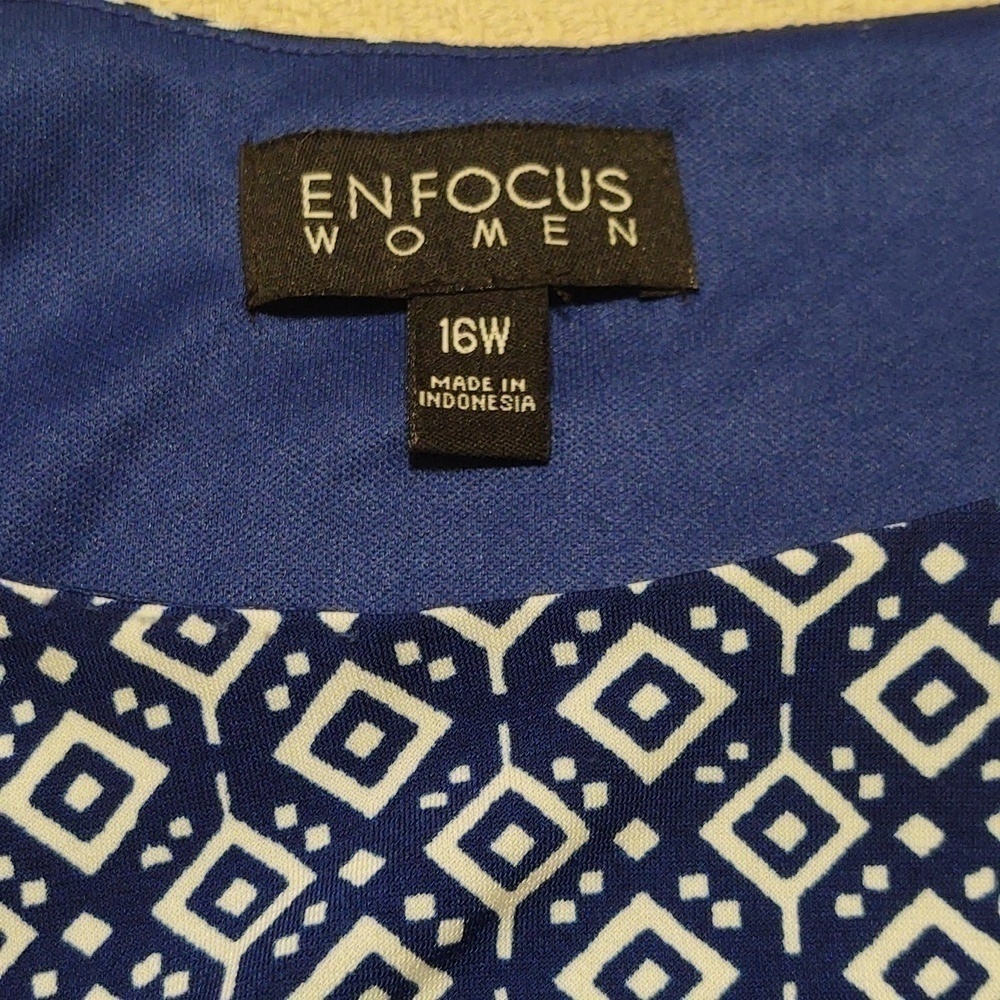 Enfocus Women Blue and White Sleeveless Dress - Picture 7 of 12